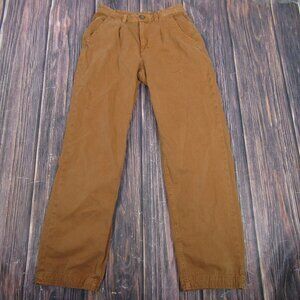 Free People Brown Pleated Cotton Twill Relaxed Fit Trousers Pants Size 0